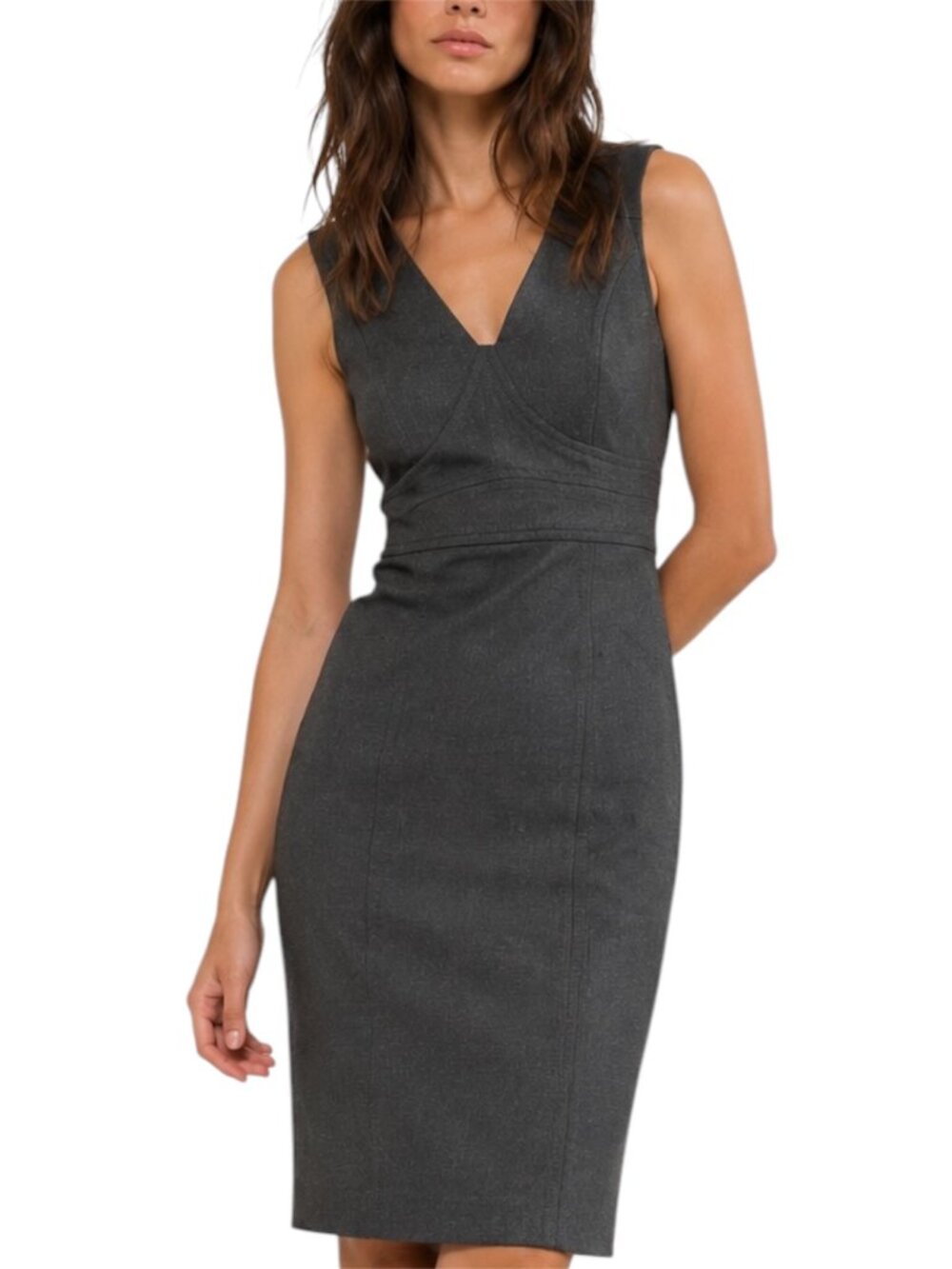 Size SP LOFT Gray Heather V-Neck Stretch Pencil Sheath Dress